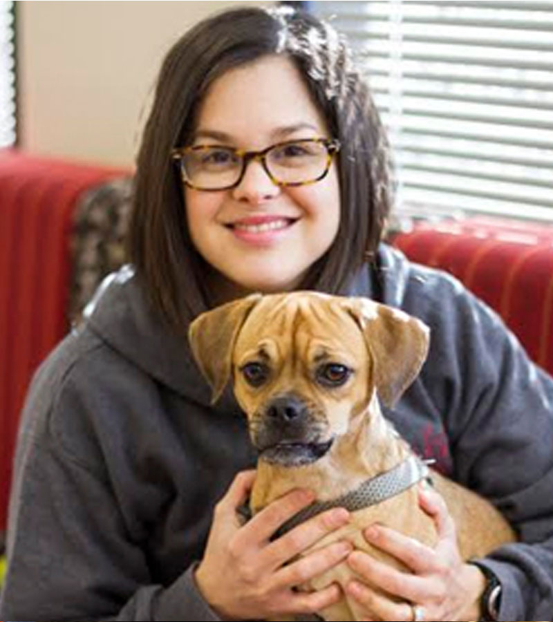 girl with the dog sitting
